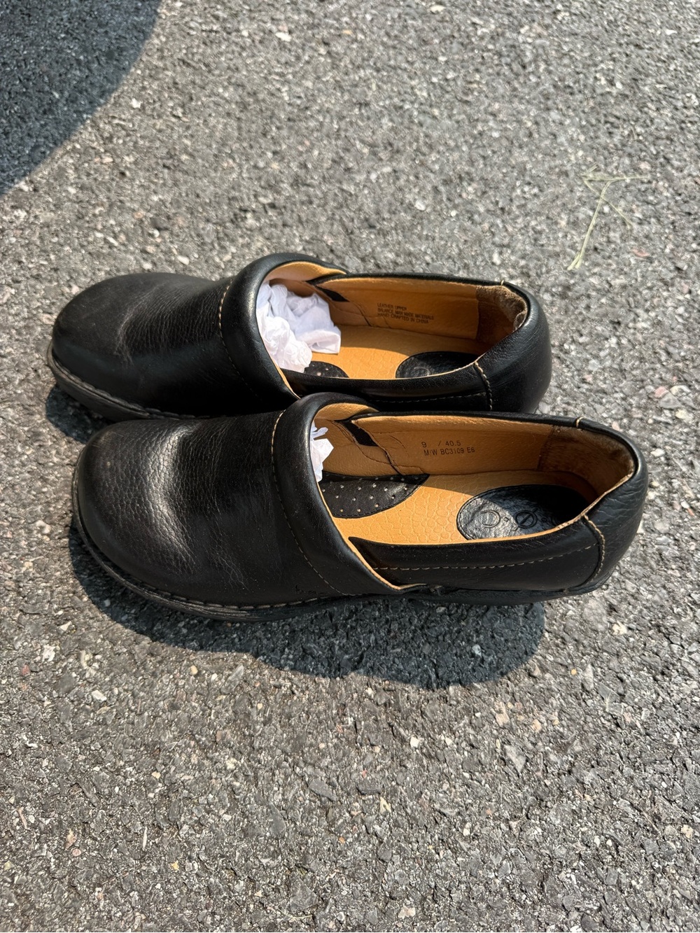 Black Womans Slip-On Leather Work Shoes